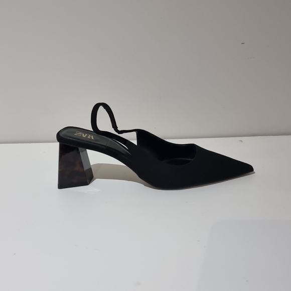 Zara Black Sling back Heels Size 39 - Picture 2 of 10